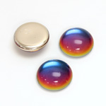 Glass Medium Dome Foiled Cabochon - Round 15MM Coated VULCANO