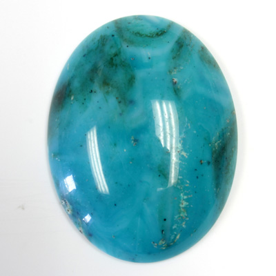 Italian Plastic Flat Back Cabochon - Oval 40x30MM TURQ STRATA (LCV49)