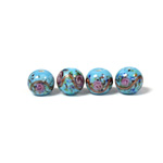 Czech Glass Lampwork Bead - Smooth Round 08MM Flower ON TURQ (63030)