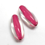 Plastic Bead - Color Lined Smooth Beggar 29x12MM CRYSTAL PINK LINE
