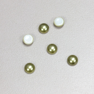 Glass Medium Dome Cabochon Pearl Spray Finish - Round 06MM DARK OLIVE