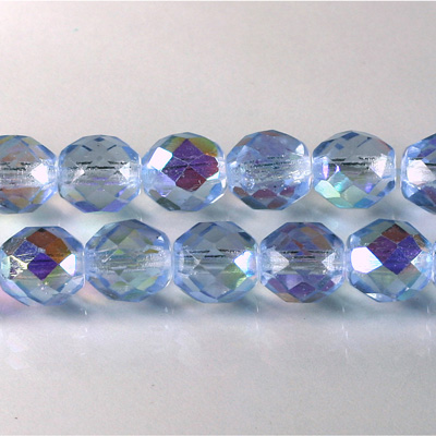 Czech Glass Fire Polish Bead - Round 10MM LT SAPPHIRE AB