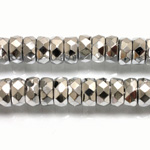 Czech Glass Fire Polished Bead - Rondelle 08x4MM SILVER