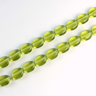 Czech Pressed Glass Bead - Flat Oval 08x6MM OLIVINE
