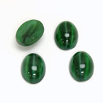 Glass Medium Dome Lampwork Cabochon - Oval 14x10MM GREEN CAT'S EYE