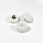 Glass Button - Engraved Top Metal Shank Round 13MM CHALKWHITE