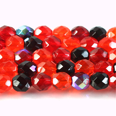 Czech Glass Fire Polish Bead - Round 08MM RED MIX