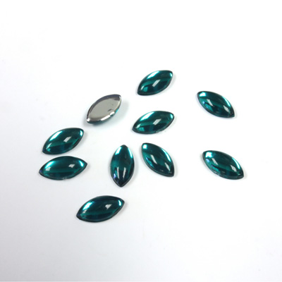 Plastic Flat Back Foiled Cabochon - Navette 08x4MM EMERALD