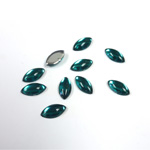 Plastic Flat Back Foiled Cabochon - Navette 08x4MM EMERALD