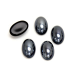 Glass Medium Dome Cabochon - Oval 12x8MM HEMATITE