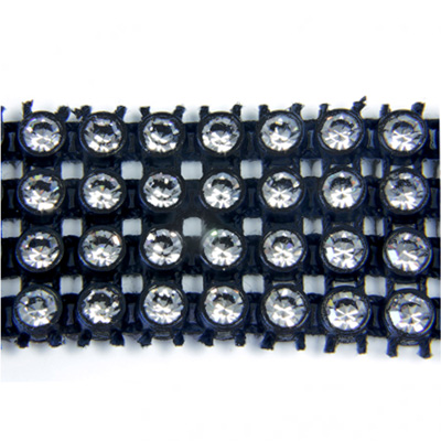 Plastic Rhinestone Banding 4 Row PP26 (SS13) CRYSTAL-BLACK