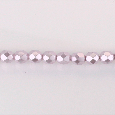 Czech Glass Pearl Faceted Fire Polish Bead - Round 04MM LAVENDER 70427