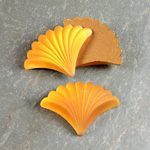 Glass Cabochon - Fan/Shell Shape 25x19MM MATTE TOPAZ Foiled