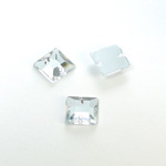 Plastic Flat Back 2-Hole Foiled Sew-On Stone - Square 10MM CRYSTAL