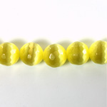Fiber Optic Synthetic Cat's Eye Bead - Round Faceted 10MM CAT'S EYE YELLOW