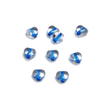 Czech Pressed Glass Bead - Smooth Heart 06x6MM CRYSTAL BLUE LINE