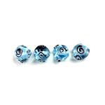 Czech Glass Lampwork Bead - Irregular 08MM AQUA with Swirl Design 60266