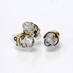 Czech Glass Lampwork Bead - Oval 18x8MM ART DECO TOPAZ with SILVER FOIL