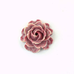 Plastic Carved No-Hole Flower - Rose Bloom 22.5MM MATTE Two Tone Maroon