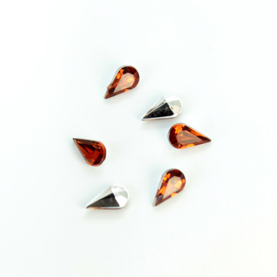 Plastic Point Back Foiled Stone - Pear 08x4.8MM SMOKE TOPAZ