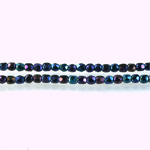 Czech Glass Fire Polish Bead - Round 03MM Full Coated IRIS BLUE