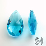 Chinese Cut Crystal Pendant - Pear 28x17MM AQUA