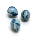 Plastic Bead - Marbelized Smooth Pear 17x14MM SEA BLUE