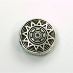 Metalized Plastic Engraved Bead - Sun Round 18x6MM ANT SILVER
