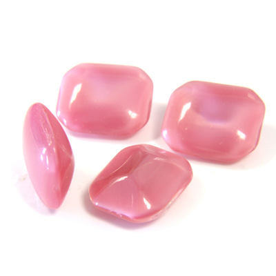 Glass Point Back Buff Top Stone Opaque Doublet - Cushion Octagon 12x10MM PINK MOONSTONE