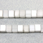 Fiber Optic Synthetic Cat's Eye Bead - Smooth Cube 06x6MM CAT'S EYE WHITE