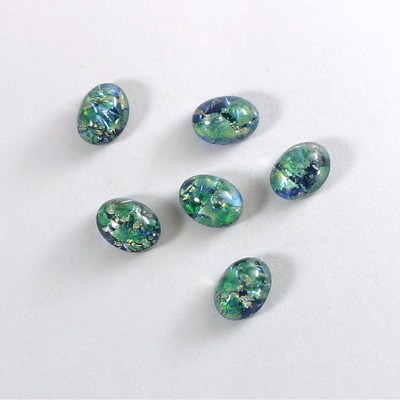 Glass Medium Dome Lampwork Cabochon - Oval 08x6MM GREEN OPAL (02420)