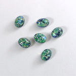 Glass Medium Dome Lampwork Cabochon - Oval 08x6MM GREEN OPAL (02420)