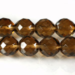 Czech Glass Fire Polish Bead - Round 14MM SMOKE TOPAZ