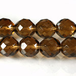 Czech Glass Fire Polish Bead - Round 14MM SMOKE TOPAZ