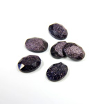 Man Made Flat Back Stone with Faceted Top and Table - Oval 08x6MM BLUE GOLDSTONE