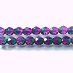 Czech Glass Fire Polish Bead - Round 07MM PURPLE-GREEN 69007