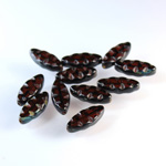 Czech Glass Fire Polish Bead Cut & Engraved Window 18x7MM DARK TOPAZ with DIFFUSION COATING