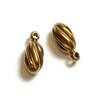Machine Made Brass Pendant with 1-Loop Oval Fancy 13x6MM RAW Unplated