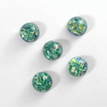 Glass Medium Dome Lampwork Cabochon - Round 09MM GREEN OPAL (02420)