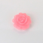 Plastic Carved No-Hole Flower - Rose Bloom 15MM TRANS MATTE PINK