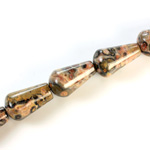 Gemstone Bead - Pear Smooth 18x11MM LEOPARD SKIN AGATE