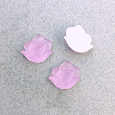 Plastic Flat Back Foiled Flower -  14MM MATTE LIGHT AMETHYST