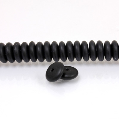 Czech Pressed Glass Bead - Smooth Rondelle 8MM MATTE JET