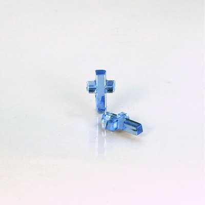 German Glass Flat Back Foiled Mirror - Cross 10x6MM SAPPHIRE