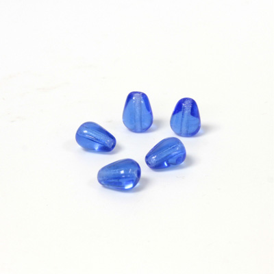 Czech Pressed Glass Bead - Smooth Pear 07x5MM SAPPHIRE