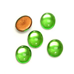 Glass Medium Dome Foiled Cabochon - Oval 12x10MM PERIDOT