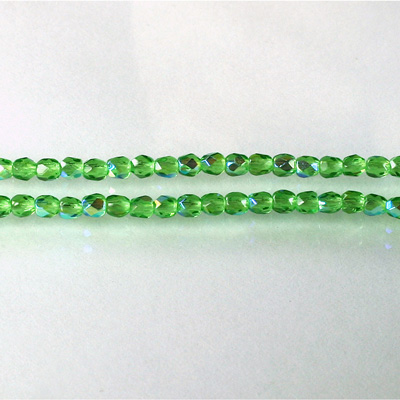 Czech Glass Fire Polish Bead - Round 03MM LT EMERALD AB