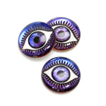 Preciosa Glass Crystal Painting with Carved Intaglio Eye - Round 18MM  WHITE on BERMUDA BLUE