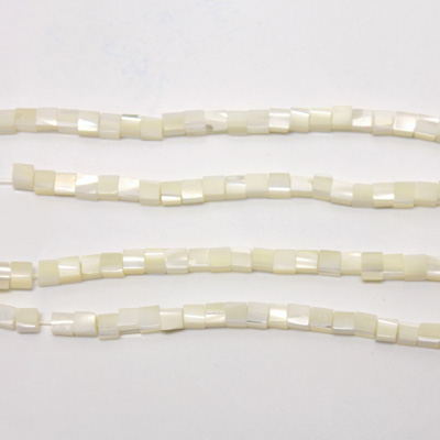 Shell Bead - Cube Smooth 04x4MM WHITE MOP