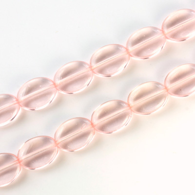Czech Pressed Glass Bead - Flat Oval 12x9MM ROSALINE